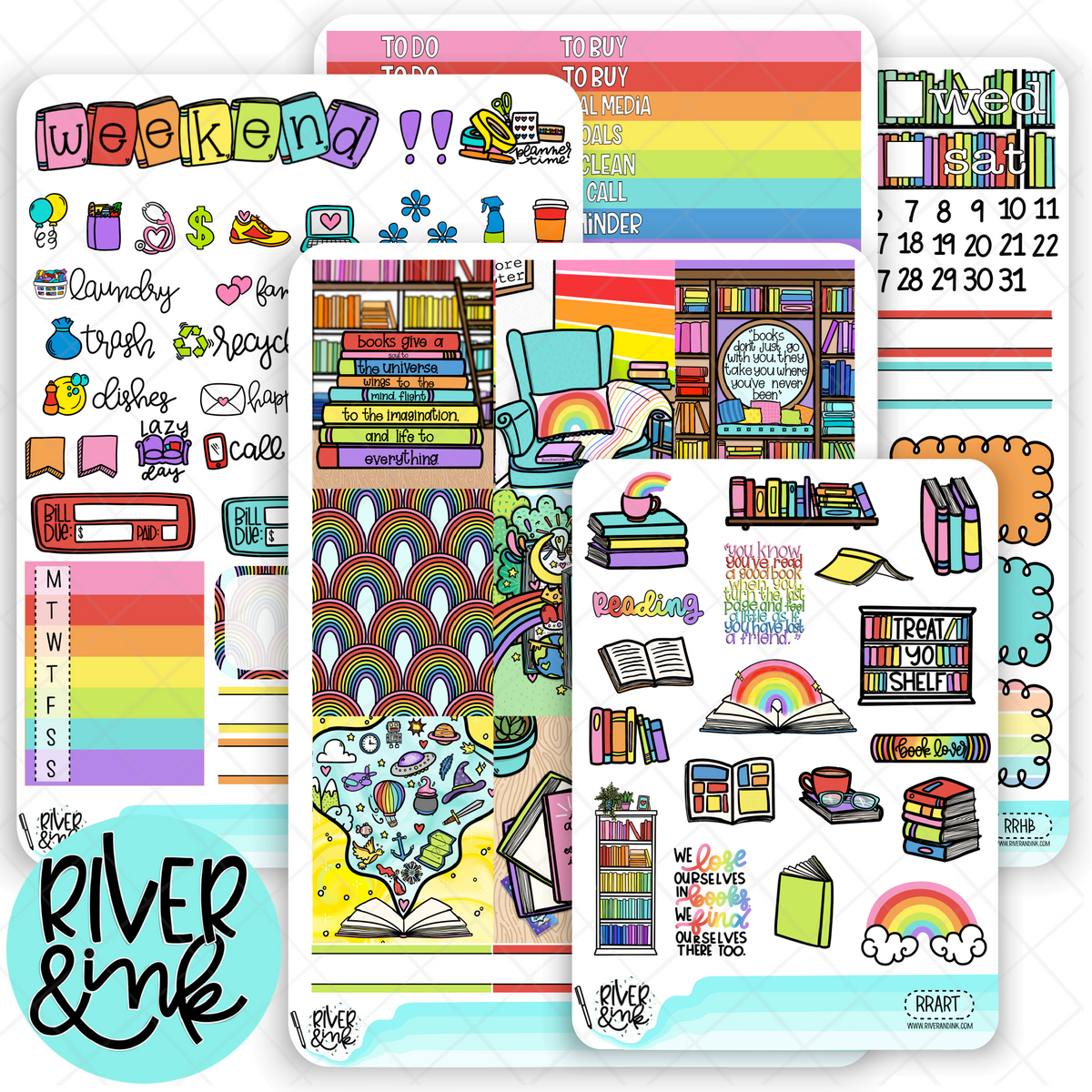 Chase The Rainbow  Mini Weekly Planner Stickers Kit – River & Ink