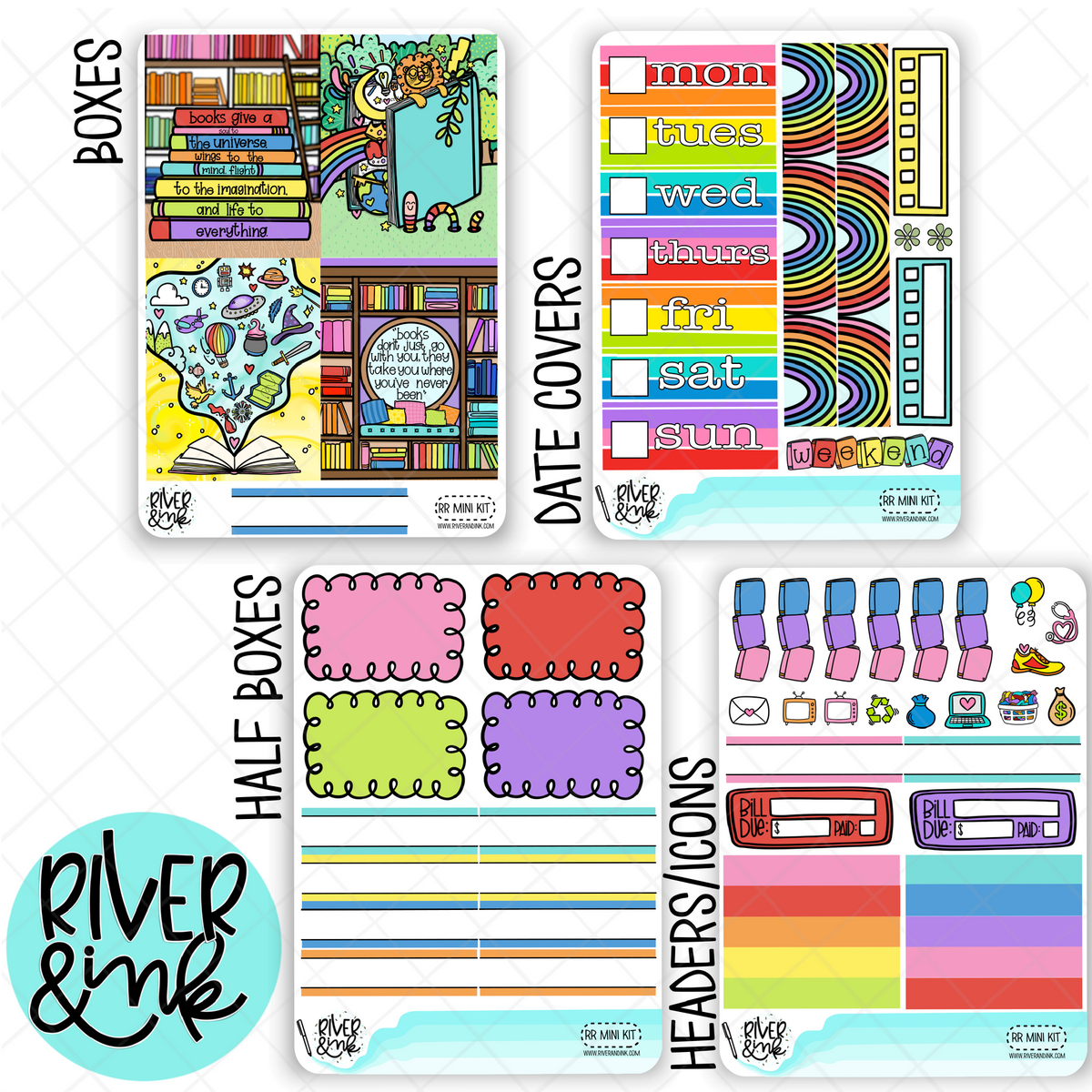 Reading Rainbow Weekly Vertical Planner Stickers Kit – River & Ink