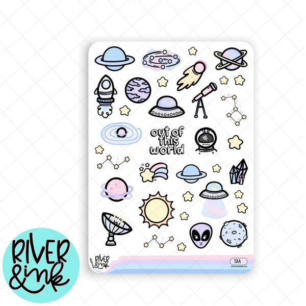 Space Age | Vertical Stickers Kit Planner Stickers