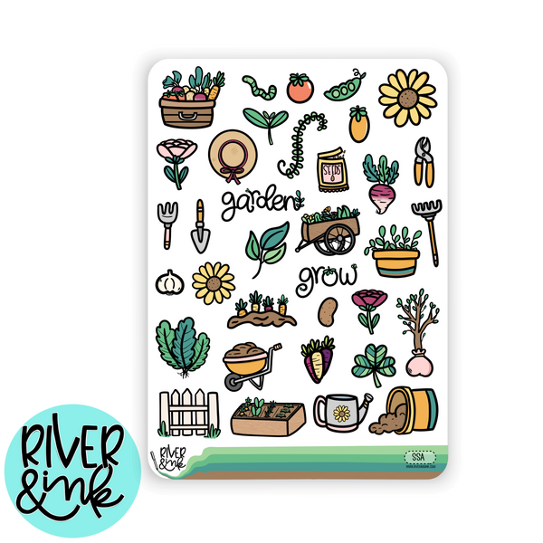 Seeds and Soil Gardening Weekly | Vertical Stickers Kit Planner Stickers
