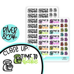 Time to Bake Mixer Icons | Hand Lettered Planner Stickers