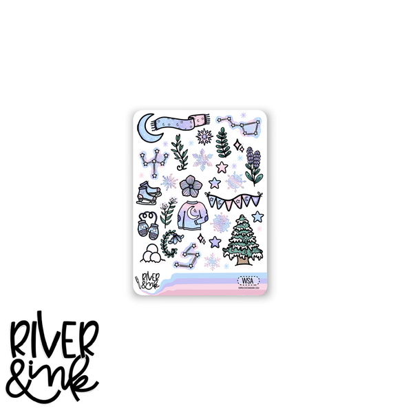 Winter Skies | Vertical Stickers Kit Planner Stickers