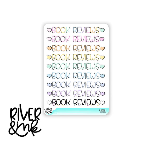 *DIGITAL* 2024 Book Reviews Note Headers for Book Journaling Full Sheet | Hand Drawn Planner Stickers