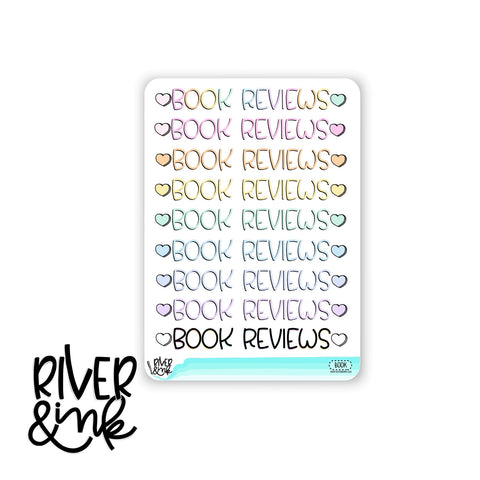2024 Book Review Note Page Headers for Book Journaling Full Sheet | Hand Drawn Planner Stickers