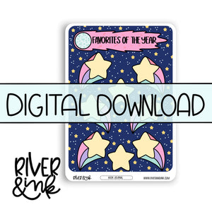 *DIGITAL* 2024 Favorites of the Year Tracker Book Journaling Full Sheet | Hand Drawn Planner Stickers