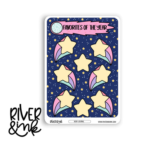 2024 Favorites of the Year Book Journaling Tracker Full Sheet | Hand Drawn Planner Stickers