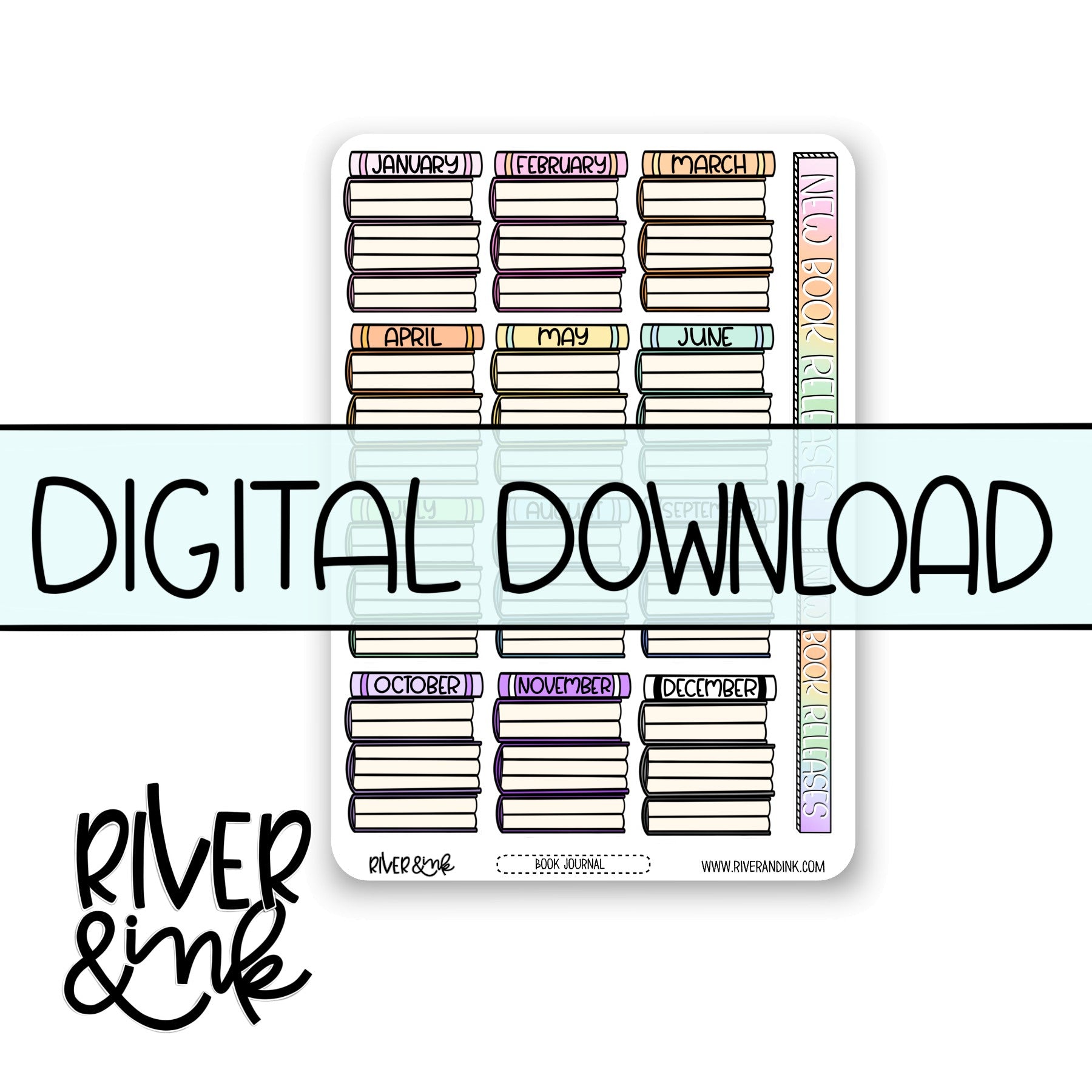 *DIGITAL* 2024 New Book Releases Monthly Tracker Book Journaling Full Sheet | Hand Drawn Planner Stickers