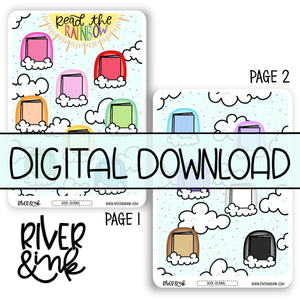 *DIGITAL* 2024 Read the Rainbow Reading Challenge Book Journaling Full Sheet | Hand Drawn Planner Stickers