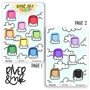 2024 Read the Rainbow Reading Challenge Book Journaling Full Sheet | Hand Drawn Planner Stickers