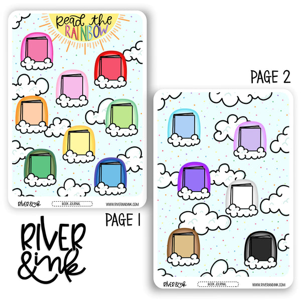 *DIGITAL* 2024 Read the Rainbow Reading Challenge Book Journaling Full Sheet | Hand Drawn Planner Stickers