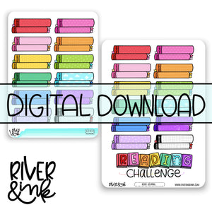 *DIGITAL* 2025 Reading Challenge Tracker Tracker Book Journaling Full Sheet | Hand Drawn Planner Stickers