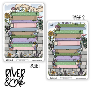 2025 August Reading Tracker Book Journaling Full Sheet | Hand Drawn Planner Stickers