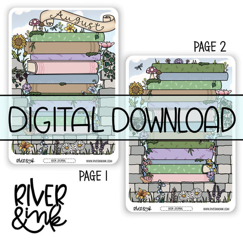 *DIGITAL* 2025 August Tracker Book Journaling Full Sheet | Hand Drawn Planner Stickers