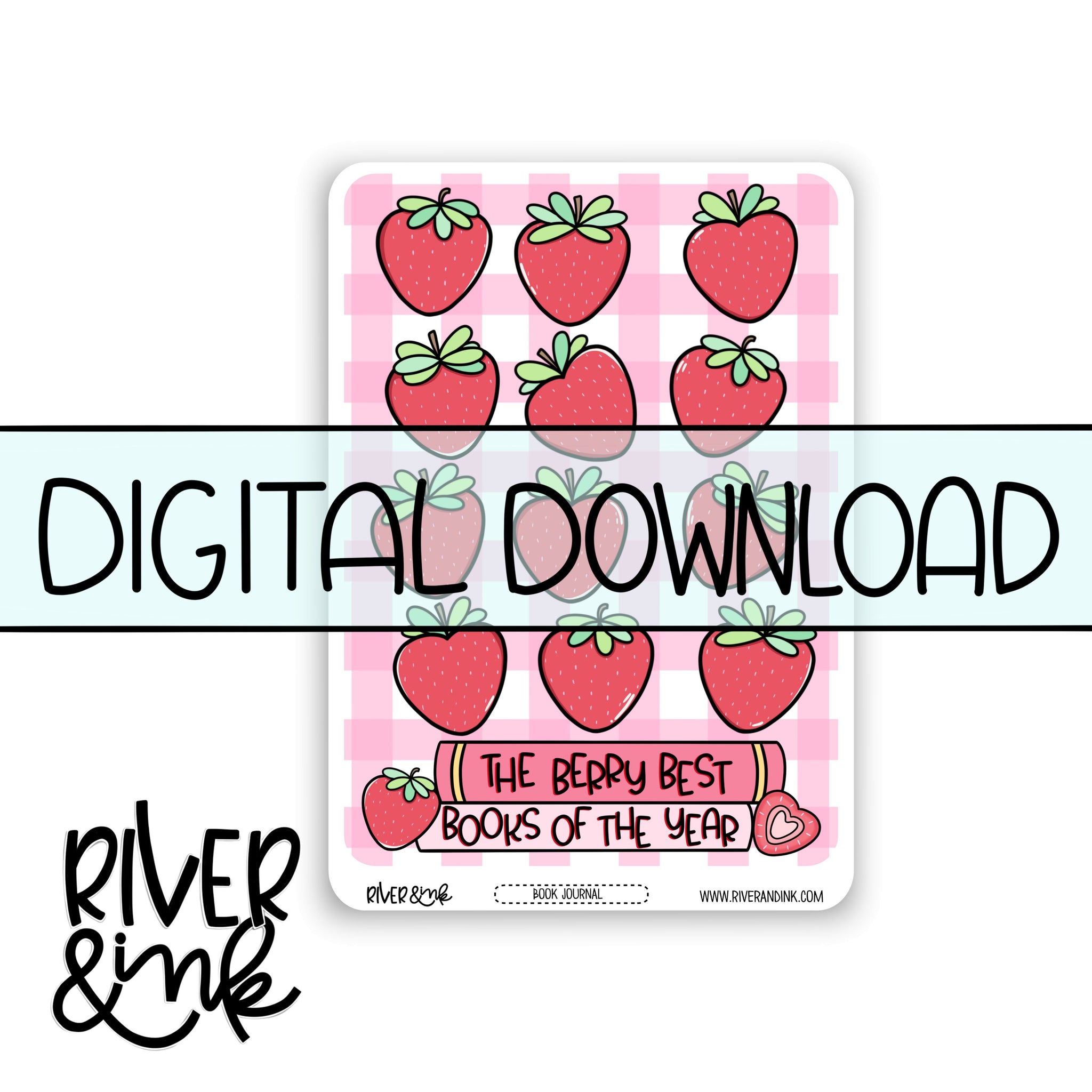 *DIGITAL* 2025 Berry Best Books Favorites Tracker Book Journaling Full Sheet | Hand Drawn Planner Stickers
