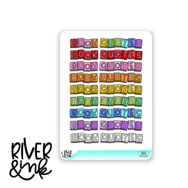 *DIGITAL* 2025 Book Quote Headers Book Journaling Full Sheet | Hand Drawn Planner Stickers