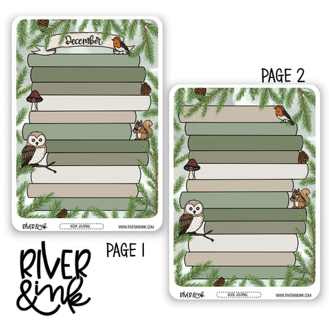 2025 December Reading Tracker Book Journaling Full Sheet | Hand Drawn Planner Stickers