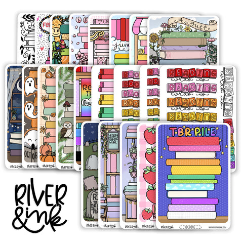 2025 Book Journaling Mega Bundle Full Sheet | Hand Drawn Planner Stickers