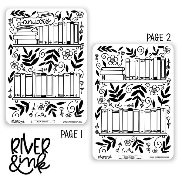 *DIGITAL* 2025 January Reading Tracker Book Journaling Full Sheet | Hand Drawn Planner Stickers