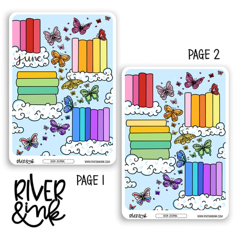 2025 June Reading Tracker Book Journaling Full Sheet | Hand Drawn Planner Stickers