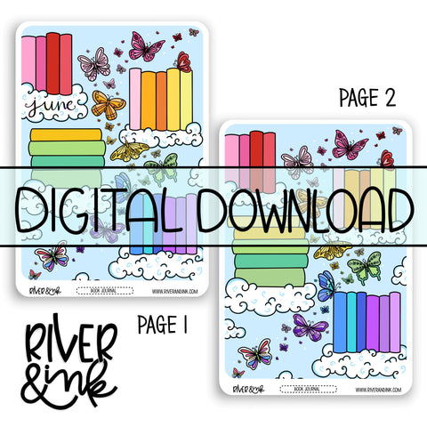 *DIGITAL* 2025 June Tracker Book Journaling Full Sheet | Hand Drawn Planner Stickers