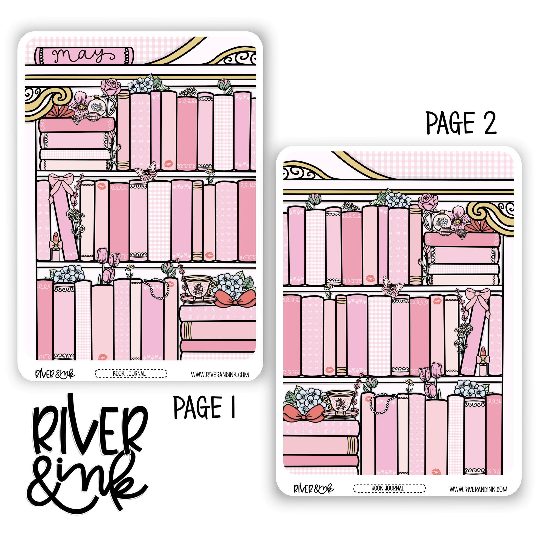 2025 May Reading Tracker Book Journaling Full Sheet | Hand Drawn Planner Stickers