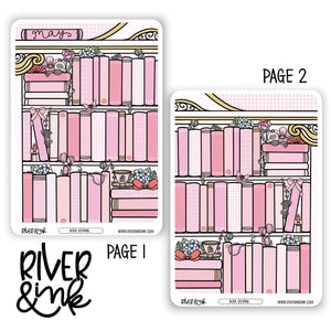 2025 May Reading Tracker Book Journaling Full Sheet | Hand Drawn Planner Stickers