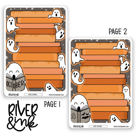 2025 October Reading Tracker Book Journaling Full Sheet | Hand Drawn Planner Stickers