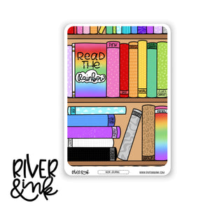 2025 Read the Rainbow Journaling Full Sheet | Hand Drawn Planner Stickers