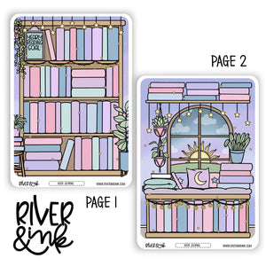 2025 Reading Goals Bookshelf Tracker Book Journaling Full Sheet | Hand Drawn Planner Stickers