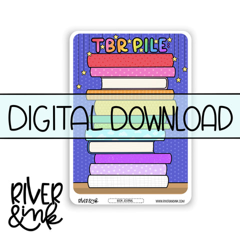 *DIGITAL* 2025 TBR Pile Tracker Book Journaling Full Sheet | Hand Drawn Planner Stickers