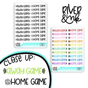 Away Game/ Home Game | Hand Lettered Planner Stickers