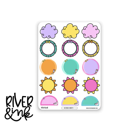 Beach Read Circle Variety Boxes | Hand Drawn Planner Stickers