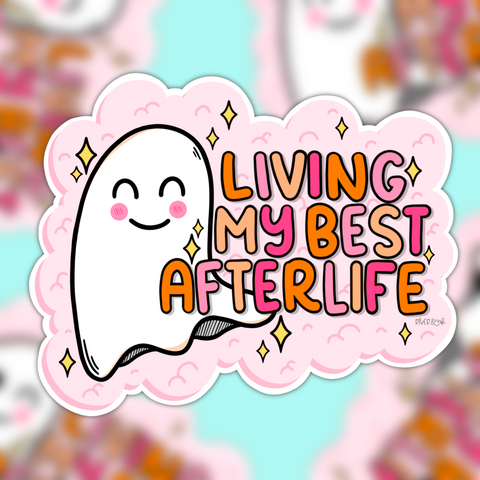 Living My Best Afterlife Ghost | Hand Drawn Vinyl Sticker