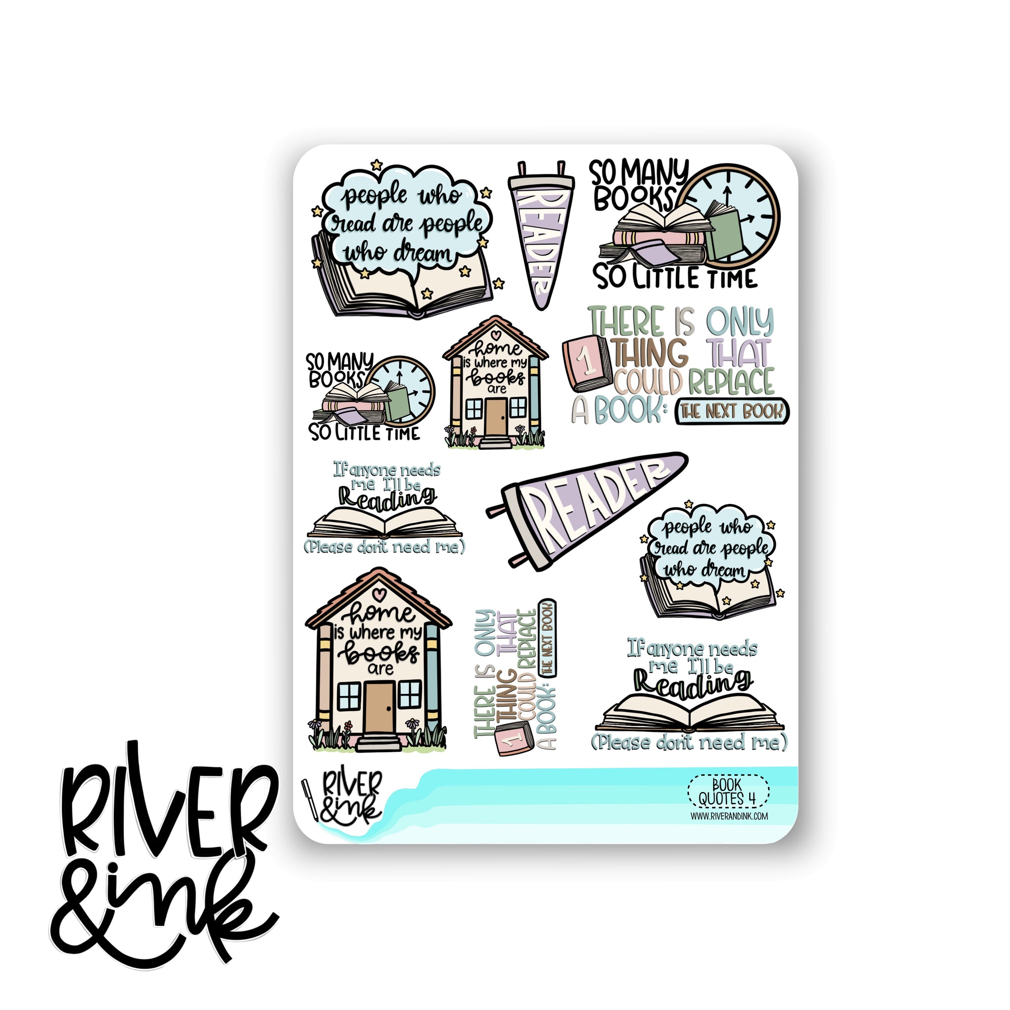 Book Quotes 4 | Hand Lettered Planner Stickers
