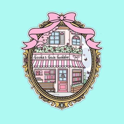 Bow Bookstore Frame | Hand Drawn Vinyl Sticker