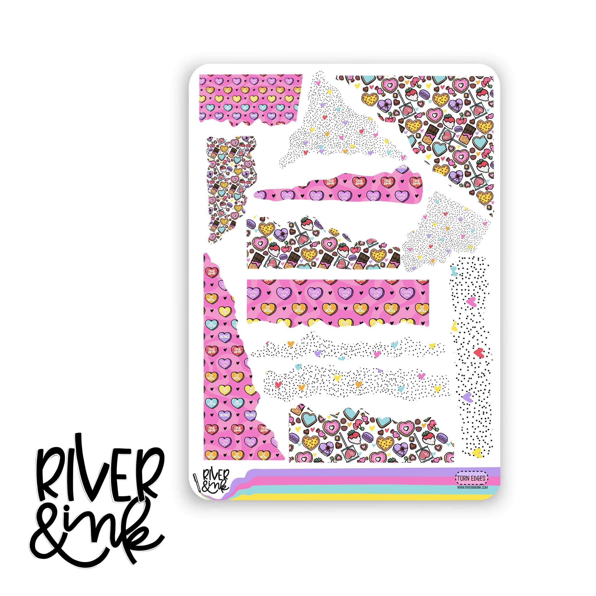 Cheesy Love Torn Edges Journaling Deco | Hand Drawn Planner Stickers