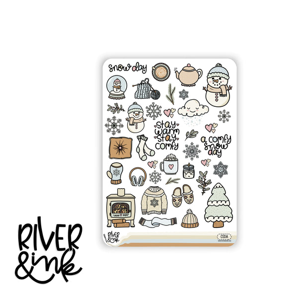 Comfy Snow Day | Vertical Stickers Kit Planner Stickers