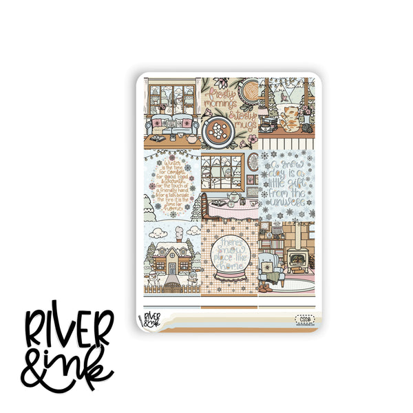 Comfy Snow Day | Vertical Stickers Kit Planner Stickers