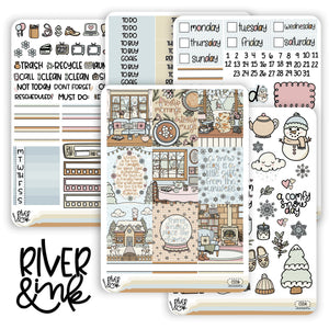 Comfy Snow Day | Vertical Stickers Kit Planner Stickers