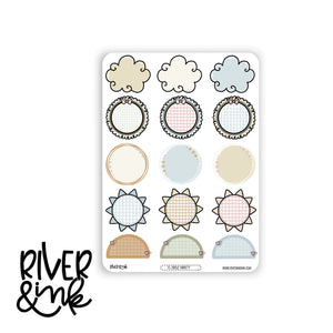 Comfy Snow Day Circle Variety Boxes | Hand Drawn Planner Stickers