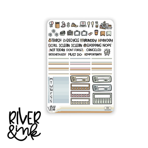 Comfy Snow Day | Vertical Stickers Kit Planner Stickers