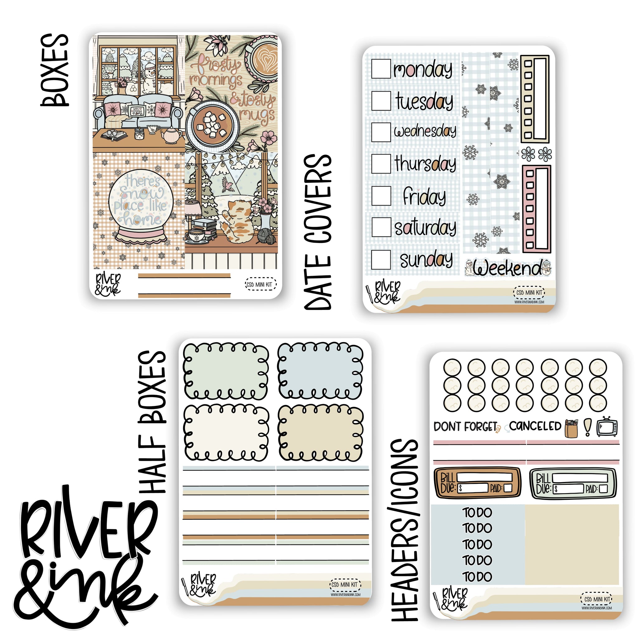 Comfy Snow Day | Mini Weekly Planner Stickers Kit