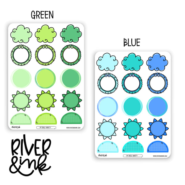 Variety Rainbow Circle Boxes | Hand Drawn Planner Stickers