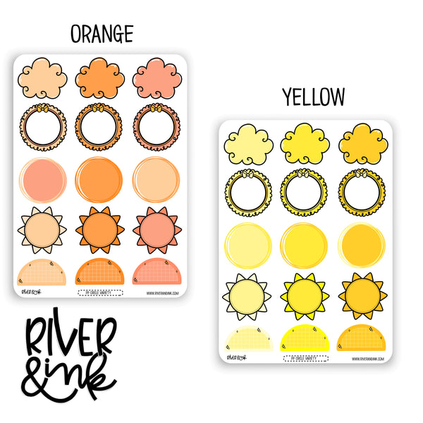 Variety Rainbow Circle Boxes | Hand Drawn Planner Stickers