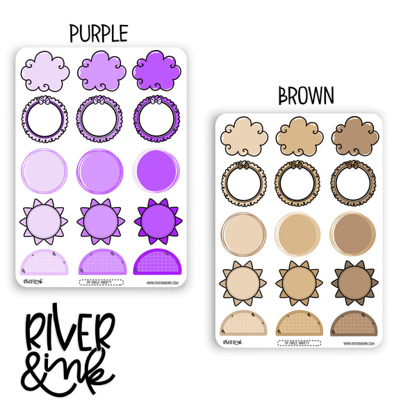 Variety Rainbow Circle Boxes | Hand Drawn Planner Stickers