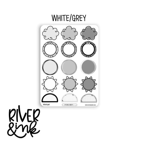 Variety Rainbow Circle Boxes | Hand Drawn Planner Stickers