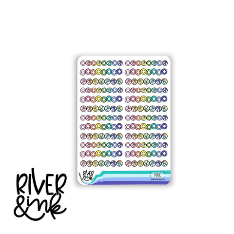 WCP Dive Into Planning Pool Floatie/Beach Ball Divider | Hand Drawn Planner Stickers