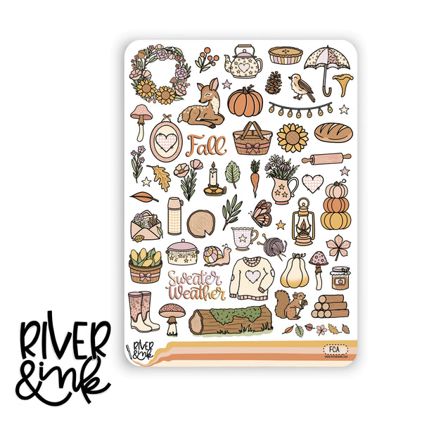 Fall Cottage | Vertical Stickers Kit Planner Stickers