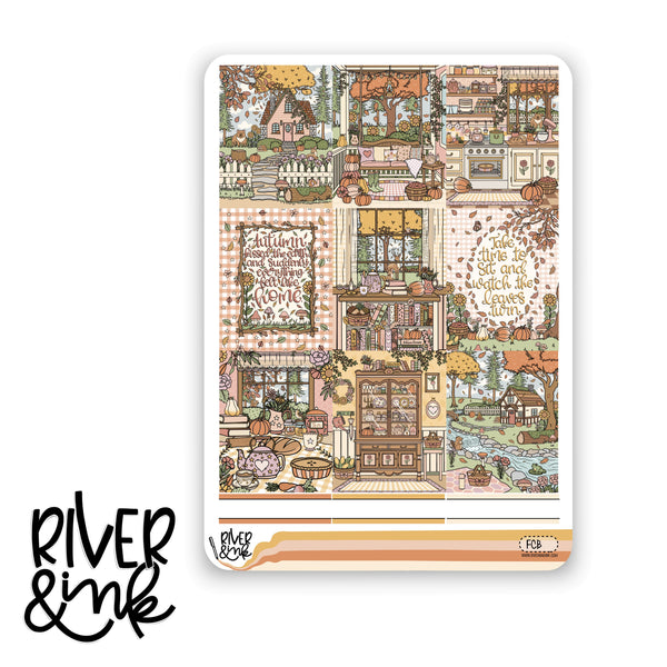 Fall Cottage | Vertical Stickers Kit Planner Stickers