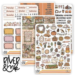 Fall Cottage | Vertical Stickers Kit Planner Stickers
